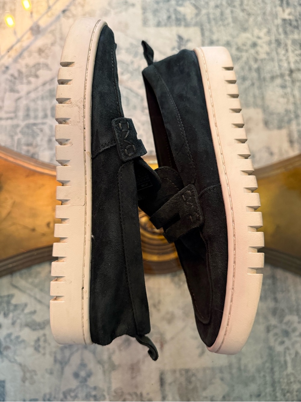 Vionic Uptown Loafer Black Suede Slip-On w/White Platform Sole Dark Academia 8.5 - Picture 6 of 9